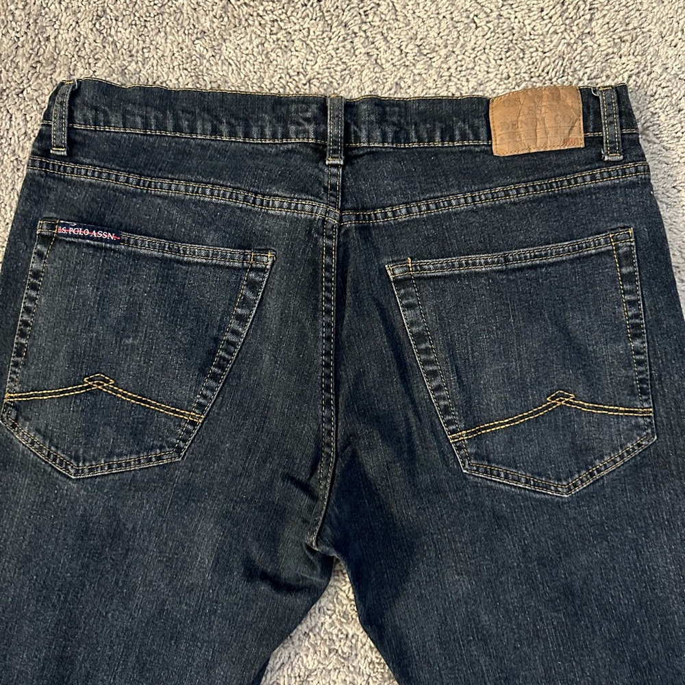 Polo Jeans Mens 36 x 32 Navy Blue Active Stretch Straight Preppy Denim - Picture 9 of 16